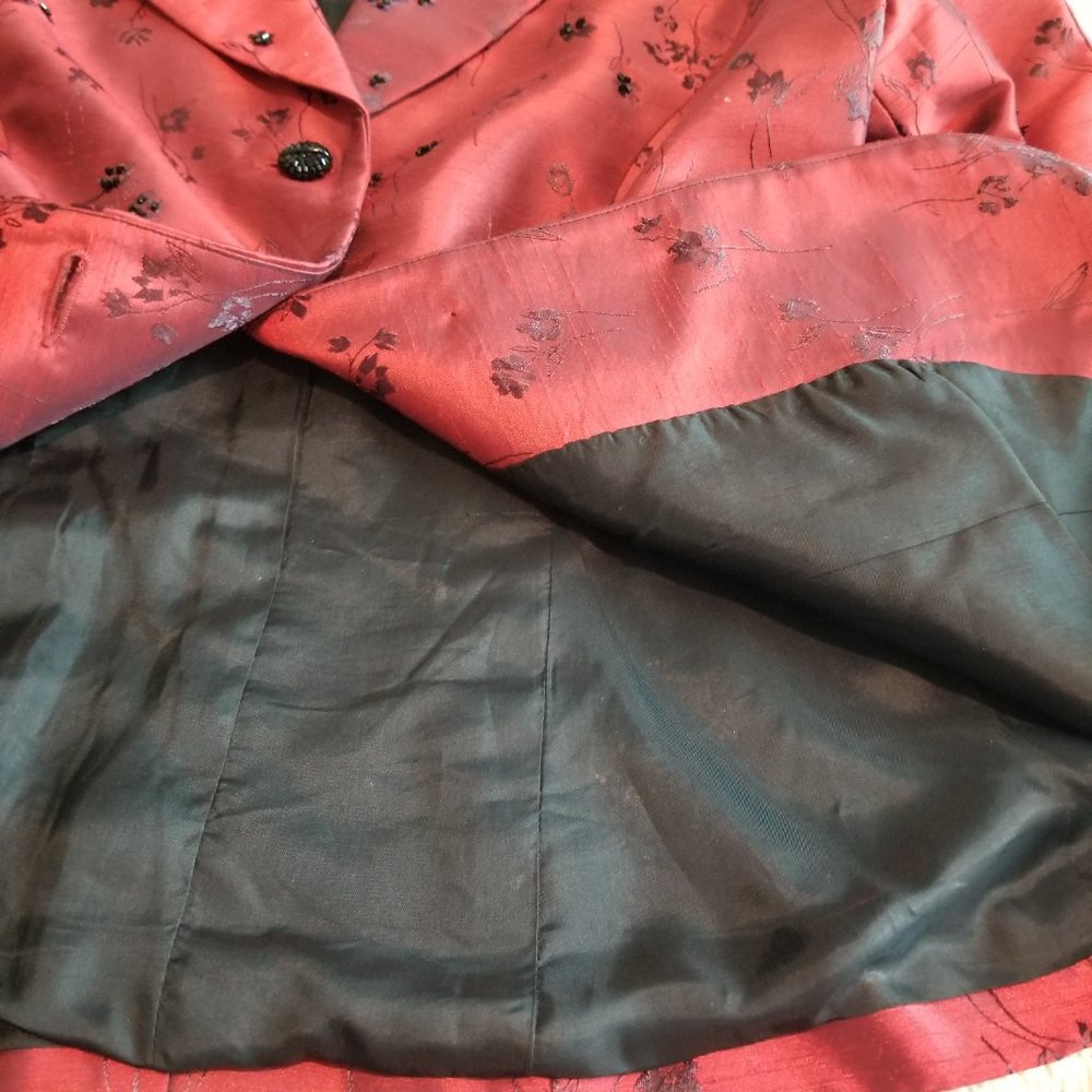 Vintage Lizzantti Shiny Red Jacket 3/4 Sleeve Tailored Slim Fit Four Button - Picture 10 of 13